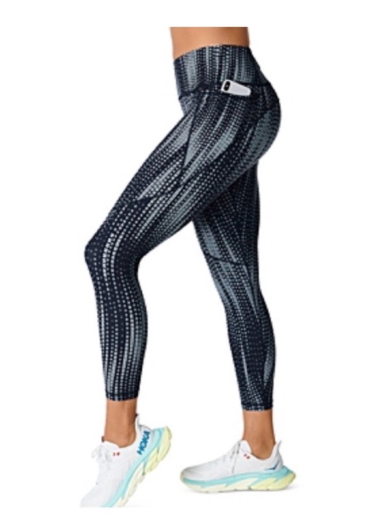 Sweaty Betty Pants - Sweaty Betty Blue SB Fade Print Power 7/8 Workout Leggings size 8-10